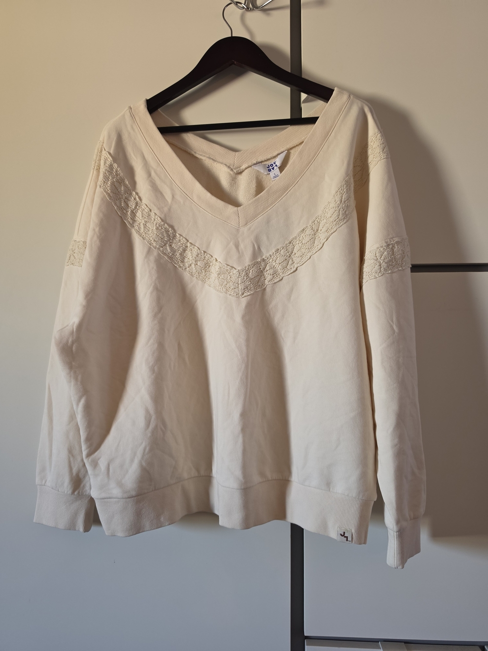 JoyLab Cream V-Neck Lace-Trim Sweater